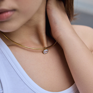 Collana con Ciondolo Rettangolare in Zirconia J&D Jewelry, Placcata in Oro 18K, Acciaio Inossidabile Impermeabile, <span class=keywords><strong>Girocollo</strong></span> per Donne, Ideale per Feste - Product Image 4