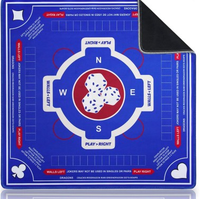 Nappe de mahjong de luxe carrée de 33 pouces en néoprène, anti-bruit, avec instructions imprimées, bleue, portable et lavable, tapis de jeu