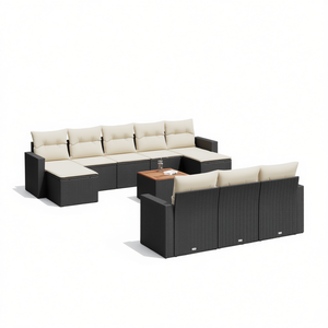Conjunto de Sofás de Jardín de Ratán Negro, Diseño Modular Grande, Muebles de Exterior con Cojines de Espuma de Alta Densidad - Product Image 1