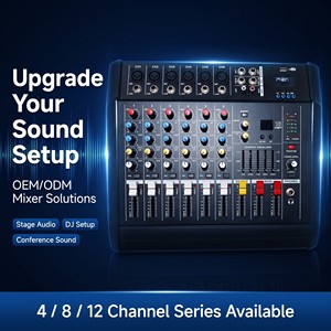 Console de mixage audio 6 voies alimentée par sonorisation en direct, 200W à 8 ohms avec moniteur casque pour salles scolaires et petites manifestations - Product Image 6
