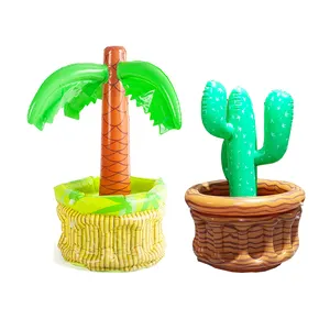 Portable Promotional Kids Party Ice Box Bucket Float Serve Bar Drink Holder Beer Can Cactus Palm Tree Summer Inflatable Cooler