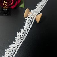 LEIXUSI Dentelle soluble dans l'eau en soie de lait de 2,5 cm, broderie douce pour vêtements d'enfants et de femmes, accessoires de col et de jupe