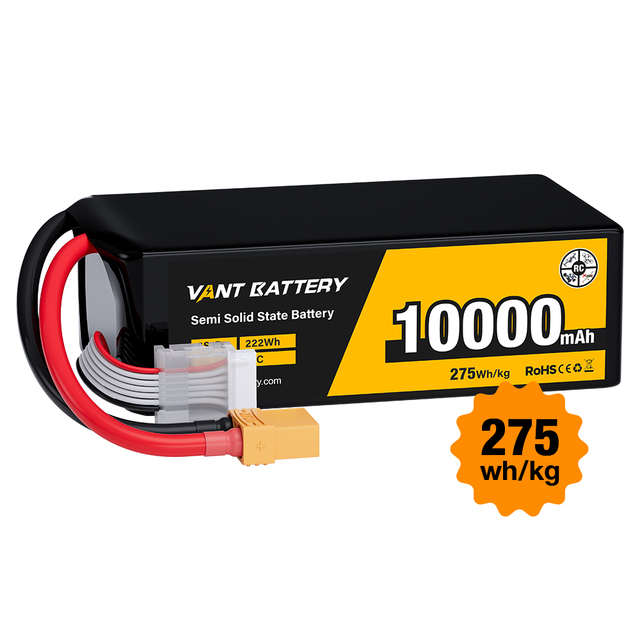 Semi-Solid State 6S Lipo Battery 22.2V 10C 10000mah Lithium Fpv Battery with High Energy Density 275wh/kg for Large Drone EVS