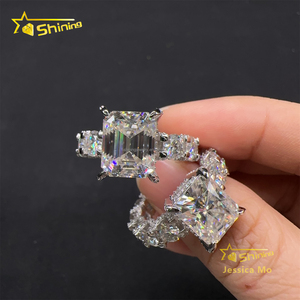 Envío Directo, Anillo de Compromiso y Eternidad de Lujo, Moda Boutique, Plata de Ley 925, Probador de Diamantes, Moissanita de Corte Fantasía de 5 Quilates - Product Image 4