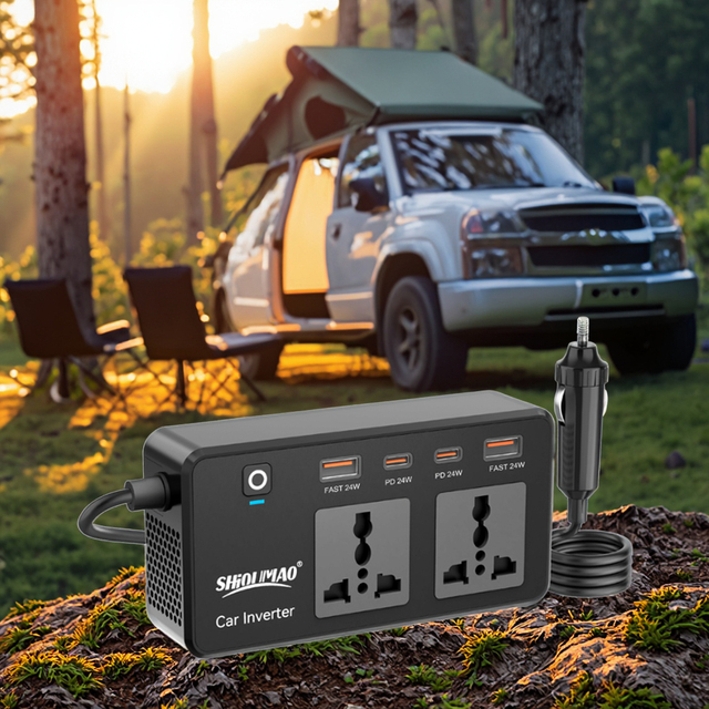 Custom Packaging High Voltage 200W Modified Sine Wave Dual USB Car Use DC 12V to AC 220V 50Hz Power Inverter Car Charger Adapter