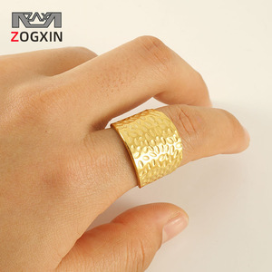 ZOGXIN Hammered Gold <b>Ring</b> <b>Adjustable</b> Open Band Unisex Index Finger Jewelry Gift - Product Image 1