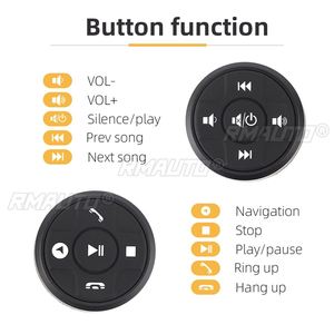 Volant de voiture sans fil universel 12V, télécommande Bluetooth à 10 boutons pour autoradio DVD GPS avec lumière nocturne, forme ronde - Product Image 4