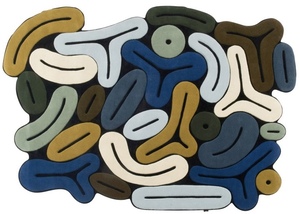 Tapis abstrait tufté à la main, forme organique, en laine, fait main pour la décoration contemporaine du salon et de la chambre, cadeau de Noël - Product Image 1