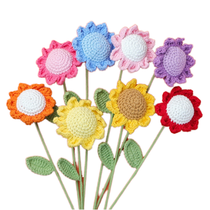 All'ingrosso singolo strato fatto a mano <span class=keywords><strong>girasole</strong></span> Multi colore uncinetto Design rosa fiore uncinetto per decorazioni per la casa vacanze - Product Image 1