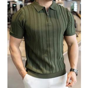 Erkek yaz yarım kollu T-Shirt sürüm Slim Fit buz ipek düz renk kısa kollu <span class=keywords><strong>Polo</strong></span> GÖMLEK artı boyutu rahat - Product Image 1