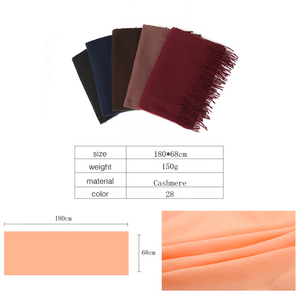 Fashion disesuaikan wanita Pashmina warna Solid hangat jilbab syal musim dingin kasmir rumbai selendang - Product Image 3