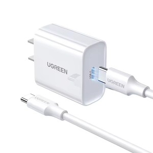 Adaptateur secteur USB C UGREEN 20W X213, <span class=keywords><strong>chargeur</strong></span> mural Type C 20W PD, ensemble de <span class=keywords><strong>chargeur</strong></span> USB C avec câble USB C pour iPhone 15 - Product Image 1
