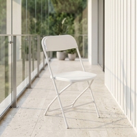 Chaises pliantes en plastique blanc robustes et modernes, empilables, portables, pour événements, jardin, mariage, parc