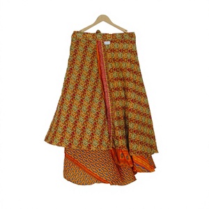 Jupe longue en soie 100% faite à la main, style vintage, de haute qualité, avec taille élastiquée profondément froncée, respirante et écologique - Product Image 1