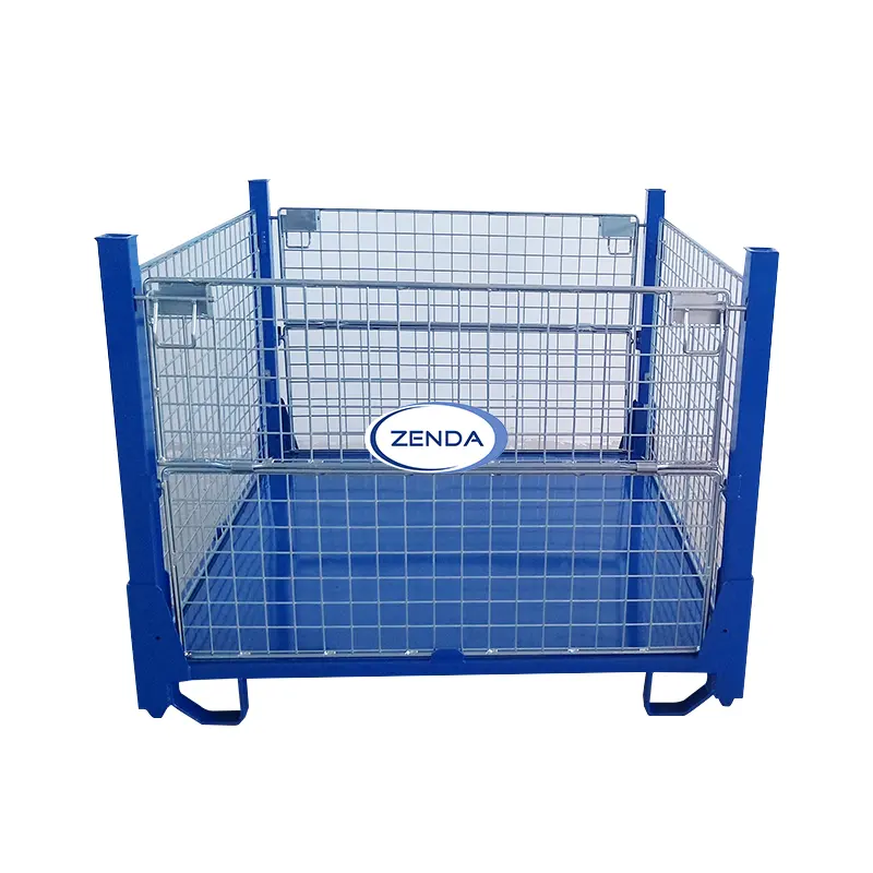 China Manufacturer Customizable Galvanized Heavy Duty Metal Collapsible Mesh Steel Stillage Cage