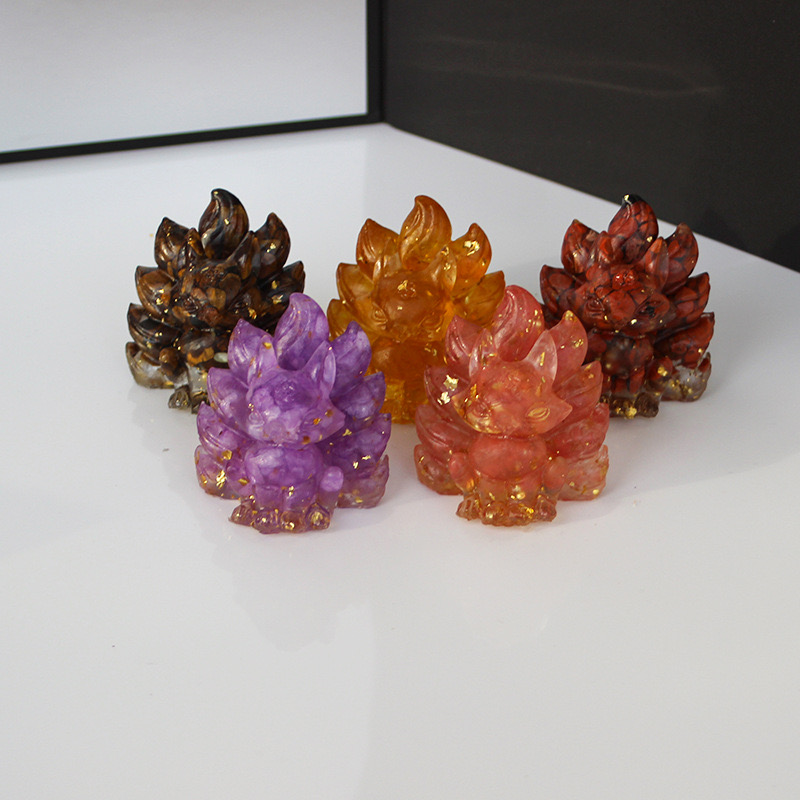 Wholesale Handmade Crystal Chips Resin Nine-tailed Fox Animal