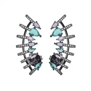 2020 Novelty Statement Jewelry Big Crystal Gold Stud Earring