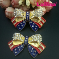 Lailina drapeau forme noeud papillon broche drapeau américain patriotique broches personnalisé cristal broche broche pour USA 4 juillet décoration