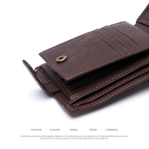 Customized Logo Men's Vintage Style Travel Wallet High Quality Genuine Crazy Horse Leather with Polyester Lining Open Closure - Product Image 4