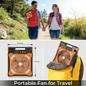 ALECTER Ventilador de Camping Solar Portátil Mejorado, Recargable, 36 Horas de Autonomía, 4 Velocidades, Temporizador de 8 Horas, 90° Ajustable, Modelo APH-F06 - Product Image 6