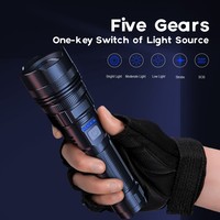 Lampe torche d'urgence en alliage d'aluminium LED, rechargeable par USB-C, batterie 26650, 1000 lumens, IP44, torche portable pour le camping, la randonnée, la réparation