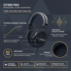 Casque studio supra-auriculaire <span class=keywords><strong>DT990</strong></span> PRO 80/250 Ohm Casque filaire professionnel à dos ouvert Réduction active du bruit Audio 3,5 mm - Product Image 6