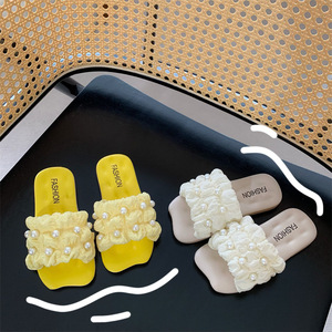 Chaussons plats pour filles, mode été, semelle souple, anti-dérapants, respirants, style princesse, avec perles, pour enfants - Product Image 3