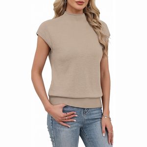 Blusa de Verano para Mujer Talla Grande con Cuello y Botones, Mangas Cortas con Puño, Bolsillo en el Pecho, Corte Holgado - Product Image 2