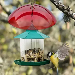 Mangeoires à colibris modernes avec couvercle de pluie transparent en plastique protecteur, dôme anti-écureuil, cage à oiseaux, protection automatique contre la pluie - Product Image 2