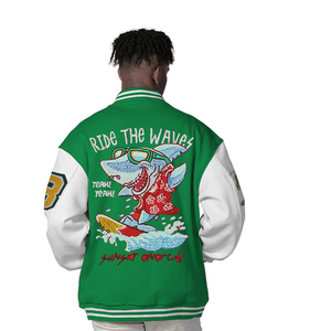 Oem diseño personalizado al por mayor Varsity Vintage chaqueta de béisbol en blanco piloto con cremallera chaqueta Varsity de los hombres - Product Image 1