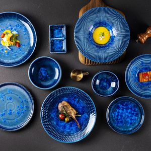 Fournisseurs d'hôtels, plat à pâtes unique, bistro, café, brunch, soupe, assiettes profondes en céramique bleue pour restaurant - Product Image 6