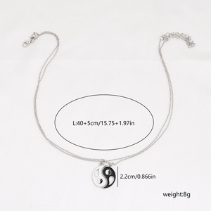 Collier pendentif thème Yin Yang en argent 925 plaqué rhodium, minimaliste, unisexe, pour tous les jours, bijoux fins - Product Image 4
