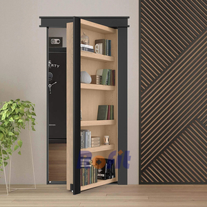 Puerta Interior de Madera Maciza de Estilo Moderno y Tradicional con Estantes Secretos, Compartimento para Libros, Marcos para Dormitorios, Otros Productos de Puertas - Product Image 1