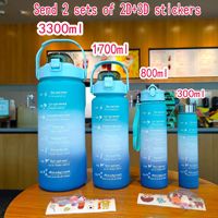 Lot de quatre gobelets de sport en plastique grande capacité, colorés en dégradé, avec pailles, pour étudiants, pour la rentrée scolaire