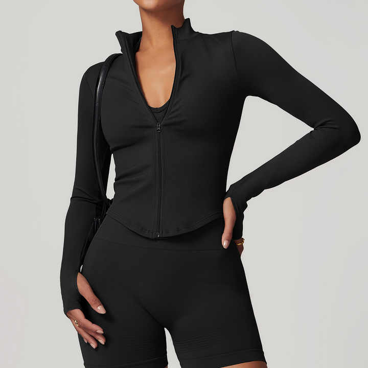 Stand Collar Zipper Long Sleeve Leather Dress