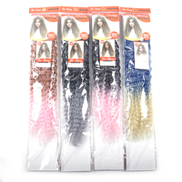 Cheveux brésiliens ondulés de 22 pouces pour tresses, fixation synthétique de cheveux brésiliens tressés en vrac, pour femmes noires