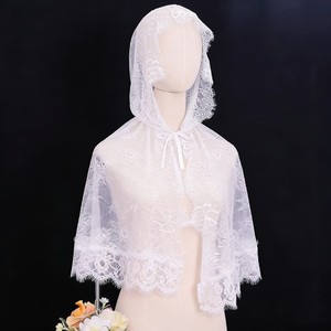 Accessoires pour cheveux NianCan : Voile de mariée en dentelle blanche, châle en maille musulmane, magnifique accessoire de mariage pour la mariée - Product Image 2