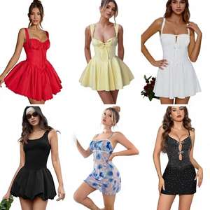 เดรสสายเดี่ยวมือสองสำหรับผู้หญิง ขายส่งจากโรงงาน ชุดลำลองแขนสั้นหลวมๆ สไตล์ลำลองสำหรับฤดูร้อน ขายดี จัดส่งแบบสุ่ม - Product Image 3