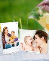 Marco de fotos sin marco magnético transparente de doble cara acrílico 5x7 para mostrar fotos familiares de amigos del bebé soporte de escritorio incluido