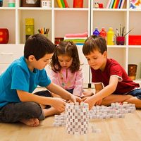 Vente chaude enfants décoration projet de bricolage éduquer faire des mathématiques puzzle mini naturel blanc bloc de bois cube bois artisanat