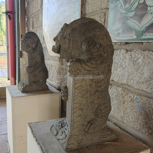 Jardín chino al aire libre piedra de granito verde Natural tallada talla grande Fu-Dog-estatuas Foo Dogs escultura gran León de Beijing - Product Image 3