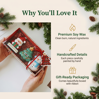 Ensemble de 3 bougies parfumées en forme de personnages de Noël pour cheminée, en boîte cadeau, décoration de maison pour les fêtes