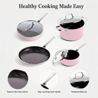 Ensemble de casseroles en aluminium avec revêtement antiadhésif, couvercle et poignée en verre, ensemble de casseroles et poêles de cuisine, facile à nettoyer