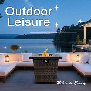 Enjoy 28'' Square Steel Propane/Natural Gas <b>Fire</b> <b>Pit</b> <b>Table</b> with Glass 50000BTU Eco-Friendly Outdoor - Product Image 6