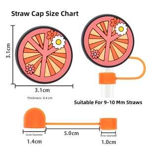 Nouvelle Tendance : Embouts de <span class=keywords><strong>Paille</strong></span> en Silicone Série Amour & Paix, Bouchons Anti-Poussière de 10 mm pour Embouts de Pailles, Décoration pour Couvre-Pailles - Product Image 6