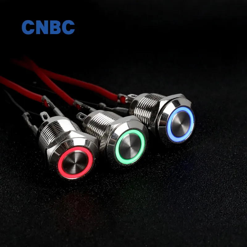 12 Mét Tự Khóa Ngắn Loại Chốt Momentary 1NO 3V 5V 12V Led Push Button Chuyển Kim Loại Với 4 Pins