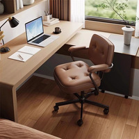 Chaise de bureau en cuir pour la maison, style luxe léger Alfie Y, chaise de bureau réglable en hauteur, dossier pivotant, style minimaliste moderne