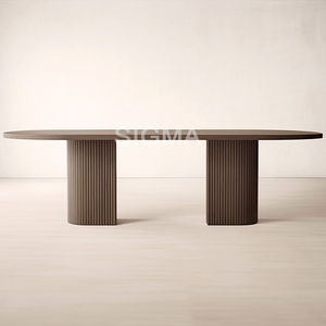 Bàn ăn hình bầu dục tròn đặt cho nhà máy biệt thự tùy chỉnh chấp nhận gỗ rắn màu sắc tinh thần bàn ăn nhỏ bằng gỗ rắn - Product Image 2