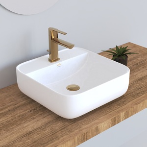 Évier <span class=keywords><strong>de</strong></span> salle <span class=keywords><strong>de</strong></span> bain en céramique avec design carré, lavabo pour salle <span class=keywords><strong>de</strong></span> bain - Product Image 1
