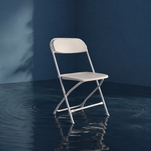 High Quality Modern White Flat Back Plastic Folding <b>Chair</b> <b>Stackable</b> Comfortable for Guests Events School Park Villa Warehouses - Product Image 1
